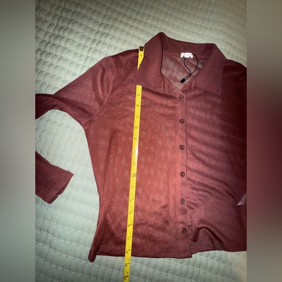 Garage Sheer Brown Button-Down Shirt. Size M NWOT - Picture 5 of 9